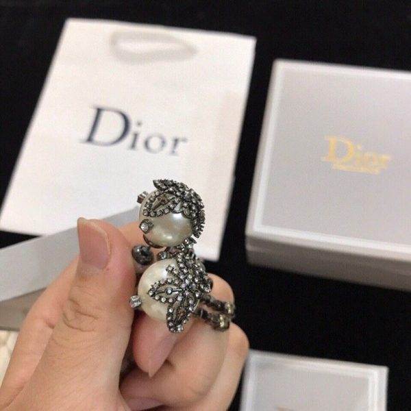 2021 Women’s Christian Dior Tribales Fashion Diamonds Tassel Pendants Antique Silver Drop Earrings White Pearl Jewellery