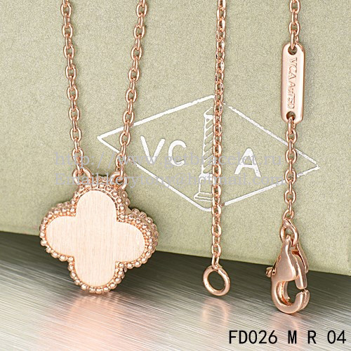 Van Cleef & Arpels Vintage Alhambra Pendant Pink Gold With Carnelian Mother Of Pearl Round Diamonds