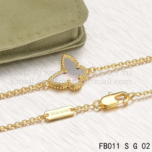 Van Cleef & Arpels Sweet Alhambra Butterfly Bracelet Yellow Gold With Gray Mother Of Pearl