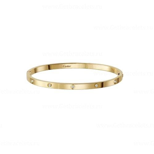 Copy Cartier Love Bracelet SM with 10 Diamonds Yellow Gold B6047817