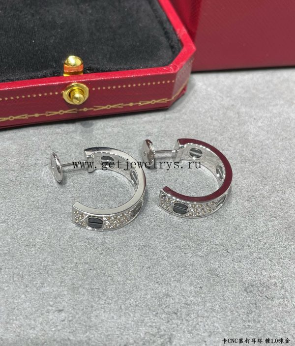 Cartier Love Earrings Diamond-Paved Wiht Black Ceramic White Gold