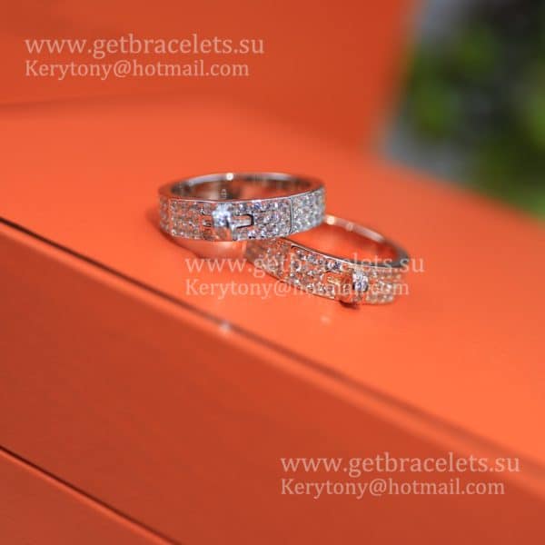 Hermes Kelly Lock Ring With Pave Diamonds Rose Gold/White Gold Paris Week Unique Women Jewelry