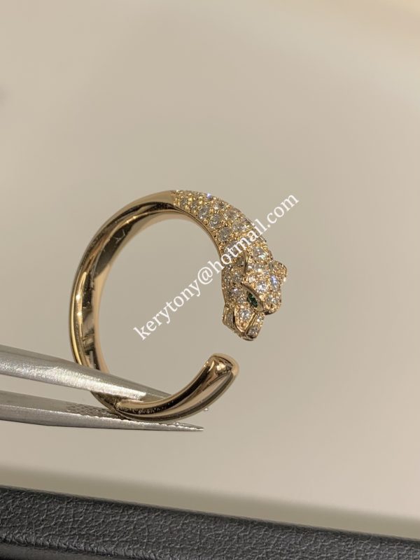 Replica Summer Fashion Panthere de Cartier Ring White Gold/Yellow Gold/Rose Gold Emeralds Onyx and Emeralds With Diamonds