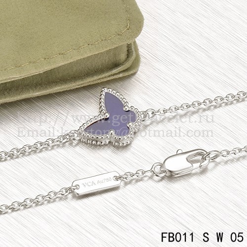 Van Cleef & Arpels Sweet Alhambra Butterfly Bracelet White Gold With Lapis Stone Mother Of Pearl
