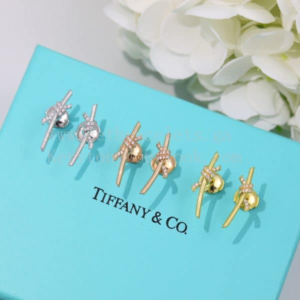 Tiffany Knot Earrings in Yellow Gold/Rose Gold/White Gold with Diamonds