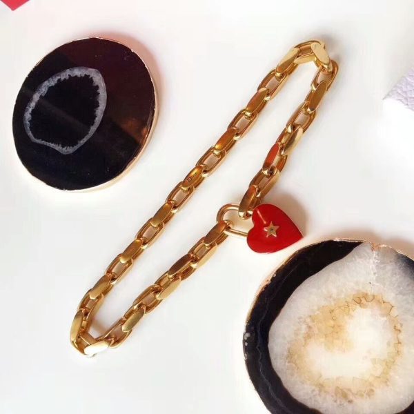 Celebrity Style Dior Dioramour Womens Red Drop-shaped Retro Brass Lucky Locket Premium replica Necklace N0991DMRLQ_D911