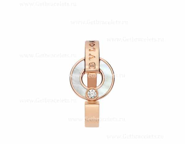 Openwork 18K Rose Gold Ring With Mother-of-pearl Elements and a Round Brilliant-cut Diamond