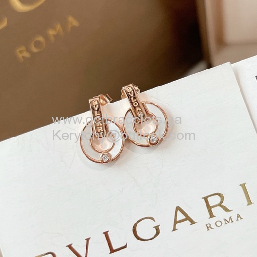 Earrings Rose Gold with Mother-of-pearl and Diamonds Top Quality