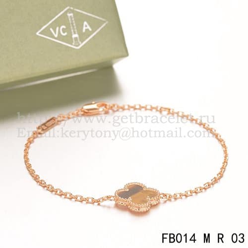 Van Cleef & Arpels Sweet Alhambra Bracelet Pink Gold With Tiger’s Eye Mother Of Pearl