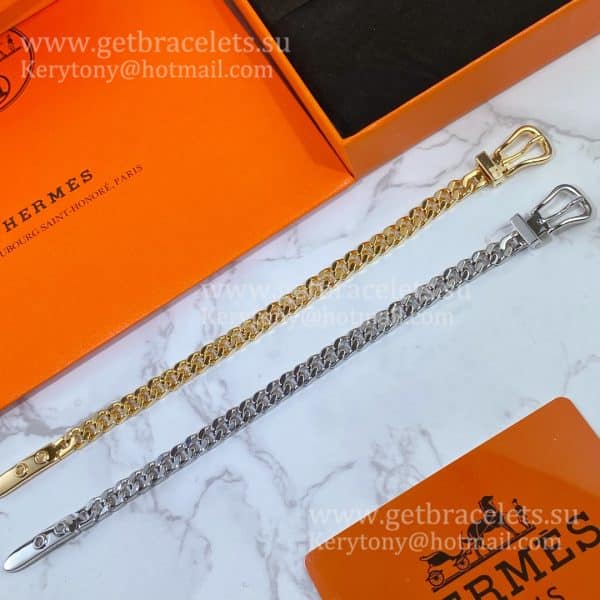 Hermes Womens Boucle Sellier Bracelet Silver/Rose Gold UK Sale