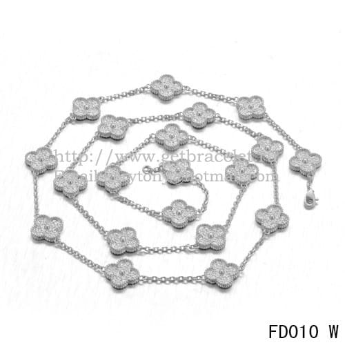 Van Cleef & Arpels Vintage Alhambra Long Necklace White Gold 20 Motifs