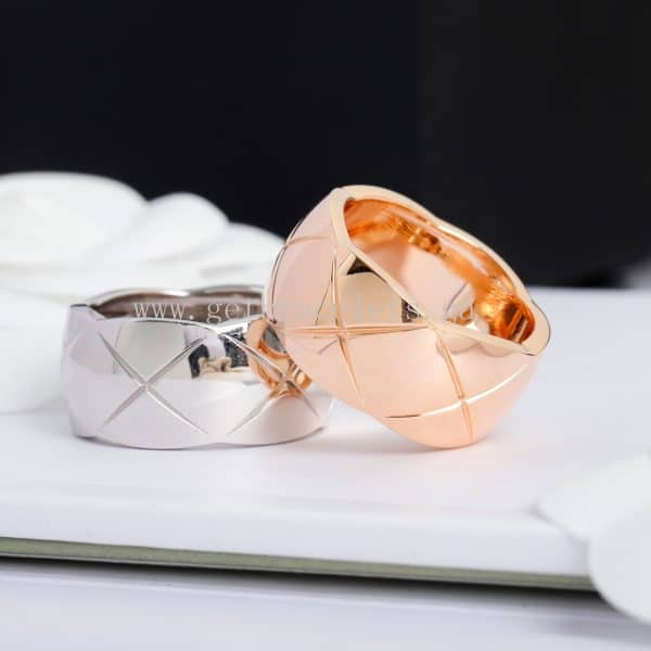 COCO Crush Ring Quilted Motif Large Version Rose Gold/White Gold