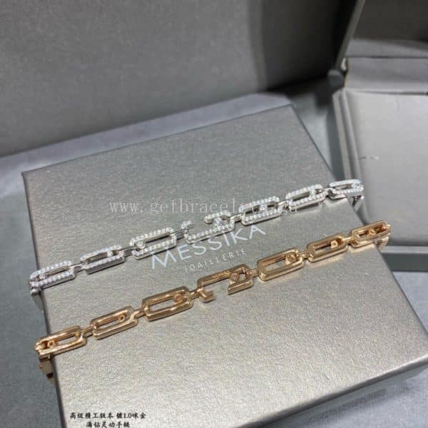 Messika Move Uno Multi Bracelet WIth Pave Diamonds White Gold/Rose Gold