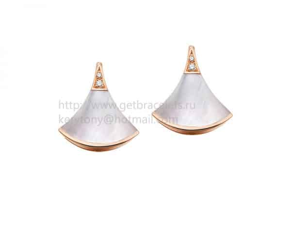 DIVAS’ Dream Rose Gold Earrings with Mother of Pearl and Pave Diamonds