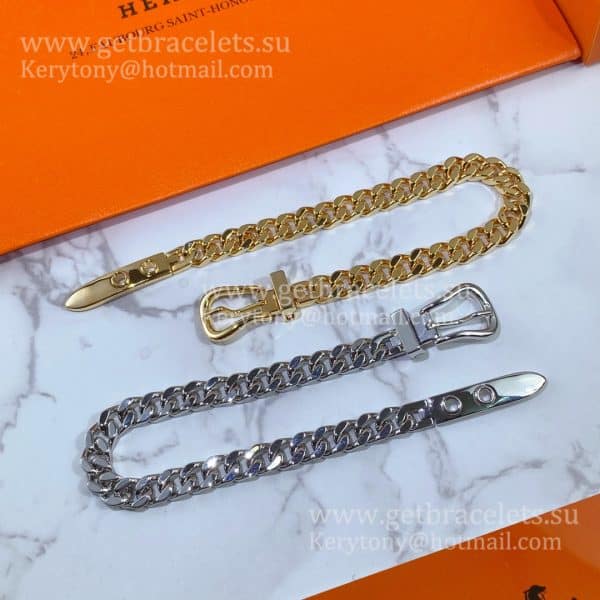 Hermes Womens Boucle Sellier Bracelet Silver/Rose Gold UK Sale