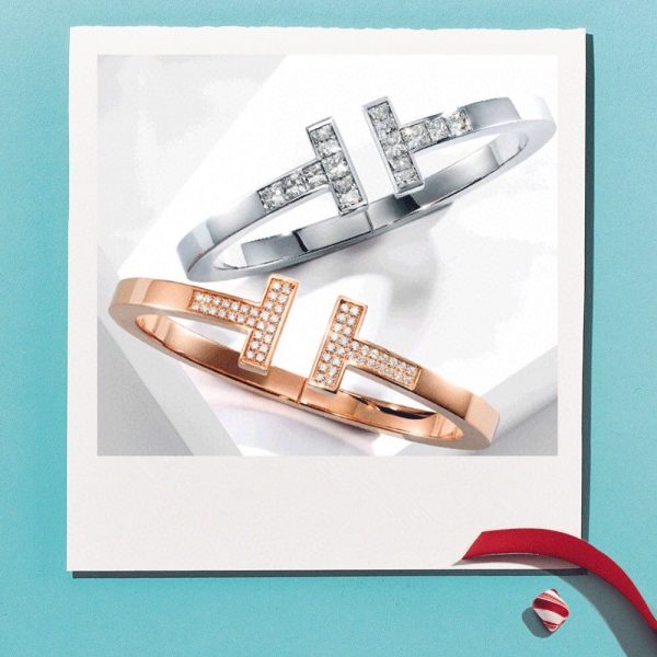 Tiffany & Co. Tiffany Double T Paved Diamonds Square Ringent Bracelet Sterling Silver Sale For Girls