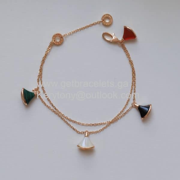Divas Dream Yellow Gold Bracelet with Malachite-Carnelian-Mother of Pearl and Onyx Copy