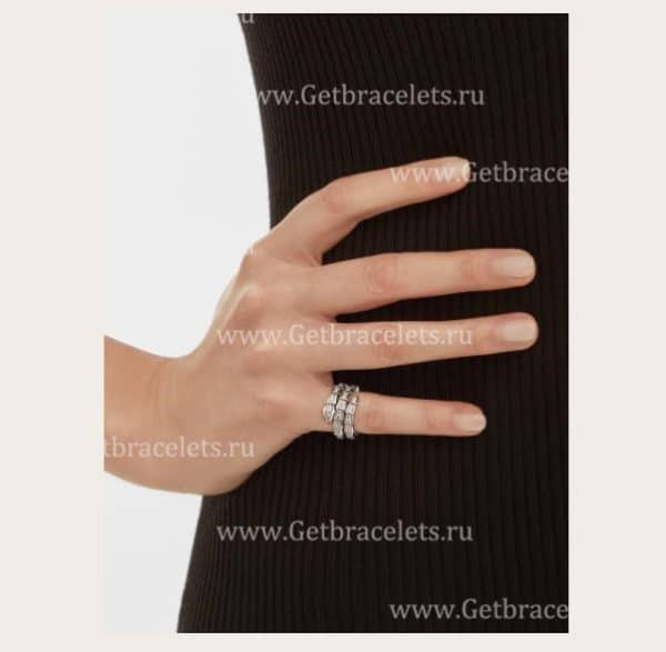 Serpenti Viper Two-coil 18K White Gold Ring set with Pave Diamonds