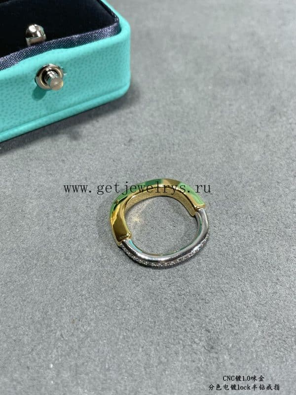 Tiffany Lock Ring with Pave Diamonds in White Gold/Rose Gold/Yellow Gold