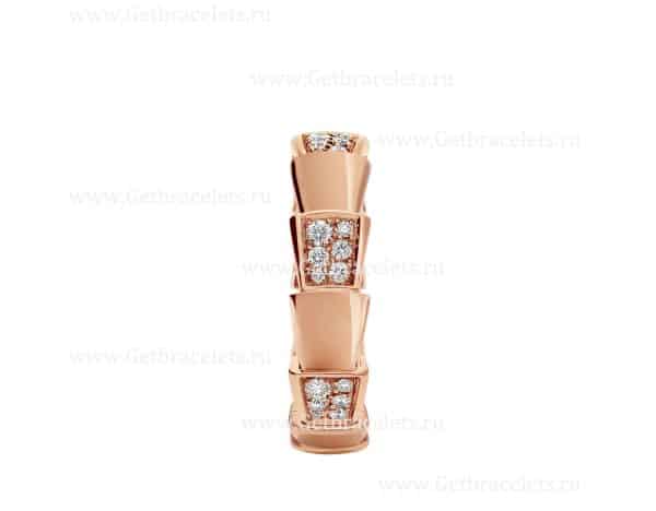 Medium Serpenti Viper Band Ring in 18k Rose Gold with Demi-pave Diamonds