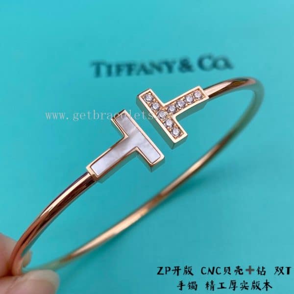 Tiffany T Diamond and Turquoise/Mother-of-pearl Wire Bracelet