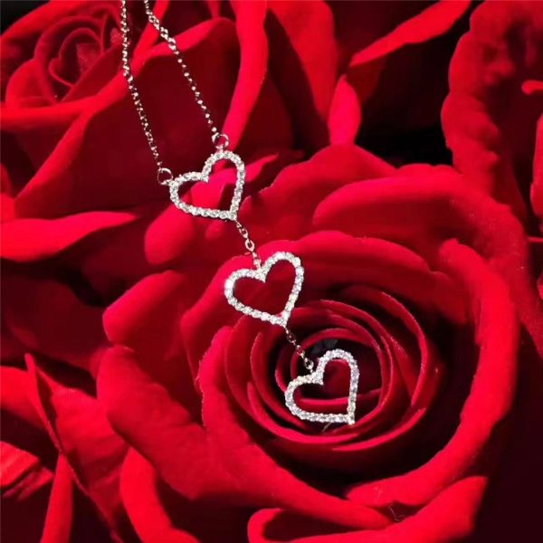 Tiffany Three Interlocking Hearts Pendant Necklace Women Jewelry Gift Lady UK For Sale