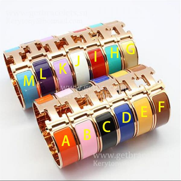 Hermes Clic Clac HH Enamel Bracelet Multi-Corlored in Rose Gold MM 18MM Hot Selling
