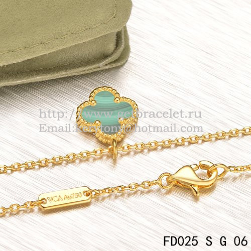 Van Cleef & Arpels Sweet Alhambra Pendant Yellow Gold With Malachite Mother Of Pearl 9mm