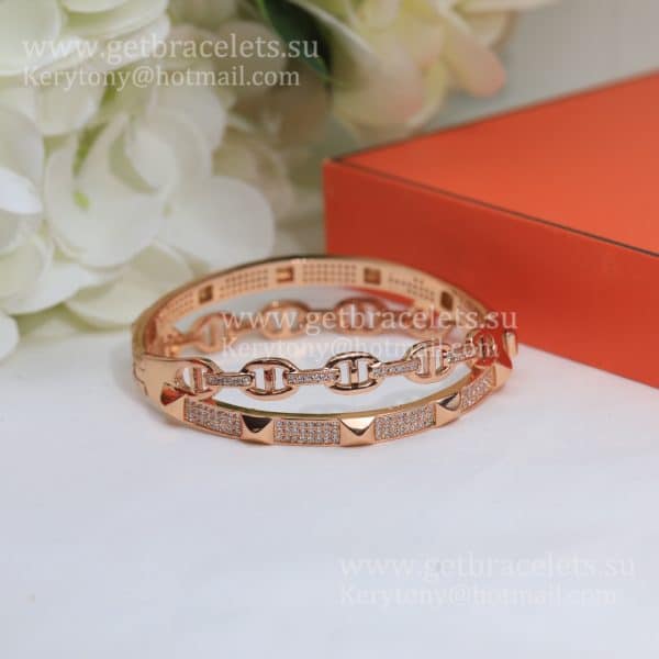 Hermes Collier de Chien Double Layer Bangle White Gold/Pink Gold/Yellow Gold Low Price