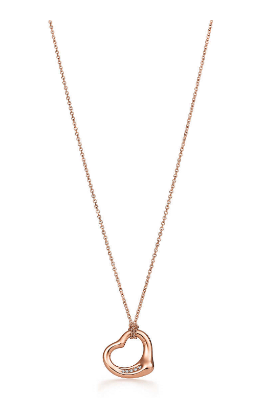 Tiffany Elsa Peretti Open Heart Pendant Studded Crystals Necklace Fashion Women Jewelry 11624294/30171179