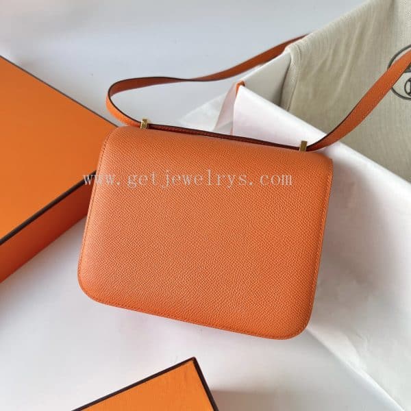 Handmade Hermes Constance 18cm In Epsom Calfskin Orange With Gold