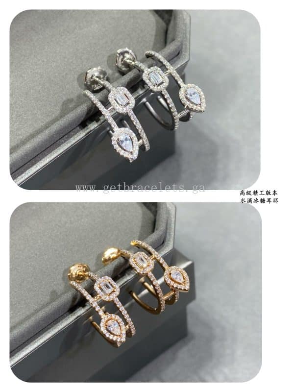 Messika Lucky My Twin Hoops Diamond Earrings Rose Gold/White Gold