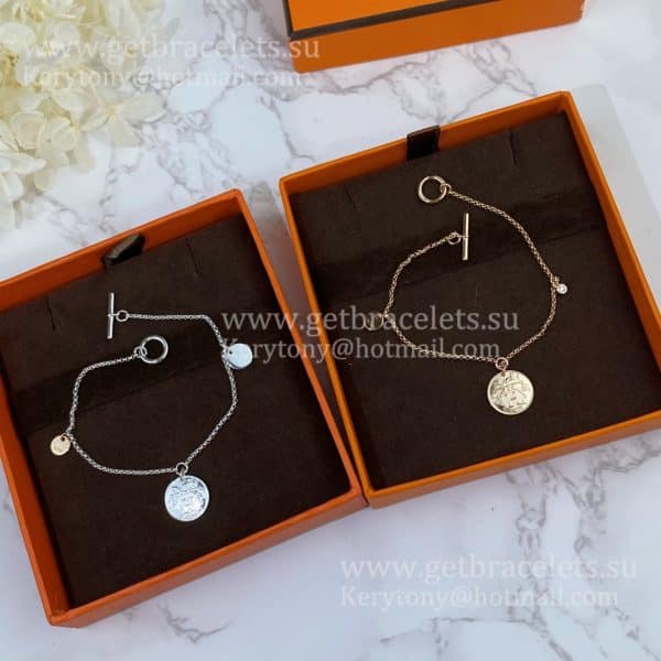 Hermes Ex-Libris Bracelet White Gold Jewelry High Quality America