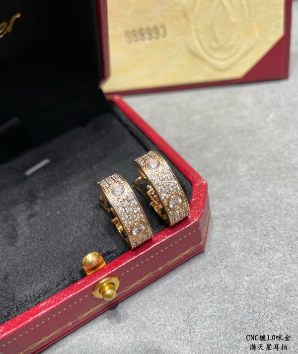 Cartier Love Earrings With Pave Diamonds White Gold/Rose Gold/Yellow Gold