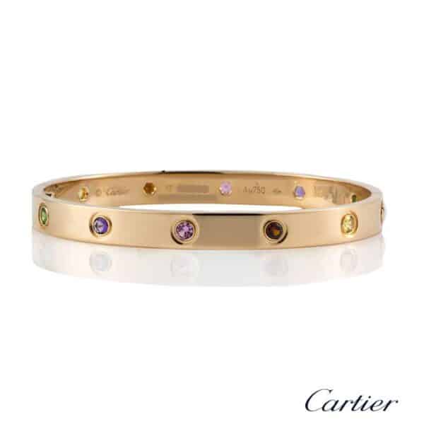 New Arrival Cartier Love Bracelet Pink Gold Colorful Diamonds B6036517