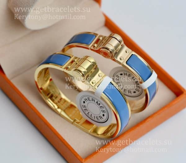Hermes Narrow Enamel Hinged Bracelet in Plain Enamel With Rose Gold/Yellow Gold Luxury Replicated