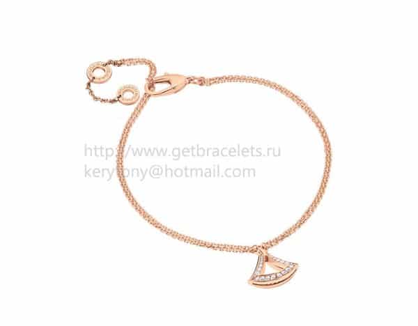 DIVAS’ Dream Rose Gold Openwork Bracelet with Rose Gold Pendant Set with Pave Diamonds