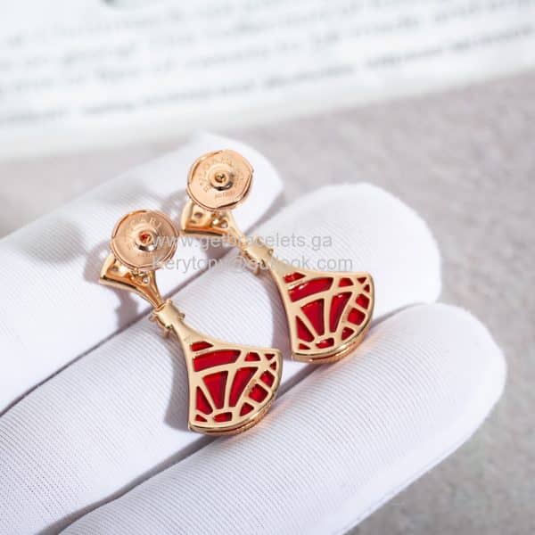 Divas Dream Earrings with Carnelian and Pave Diamonds Rose Gold Top Quality