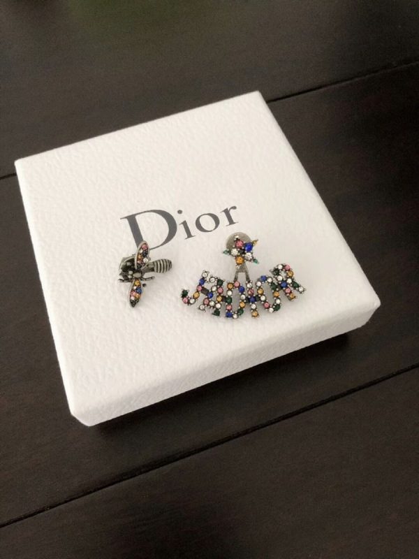 2018 Top Sale Dior J’Adior Ladies Colorful Swarovski Crystals Asymmetric Bee-Logo Design Brass Earrings E0640ADRCY_D942