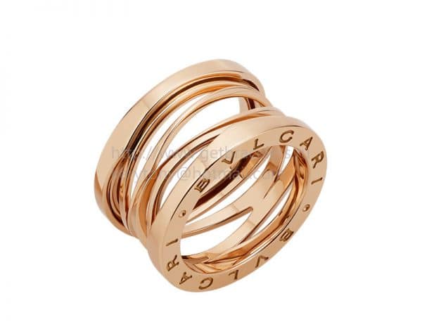 B.zero1 Design Legend Geometric Design 4-Band Ring in Rose Gold