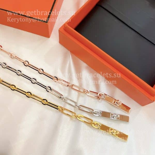 Hermes Kelly Chaine Bracelet with 6 Diamonds Silver/Yellow Gold/Rose Gold Jewelry Online Shop