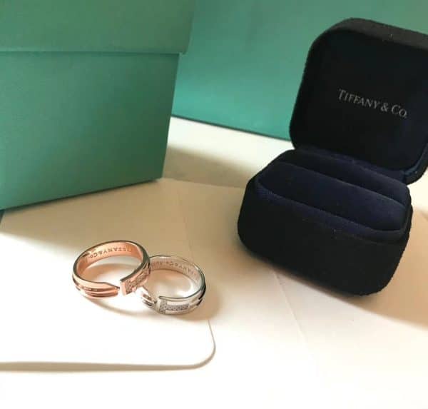 New Tiffany Keys Rose Gold Morden Keys Free Size Asymmetric Ringent T-shaped Diamonds Ring For Womens