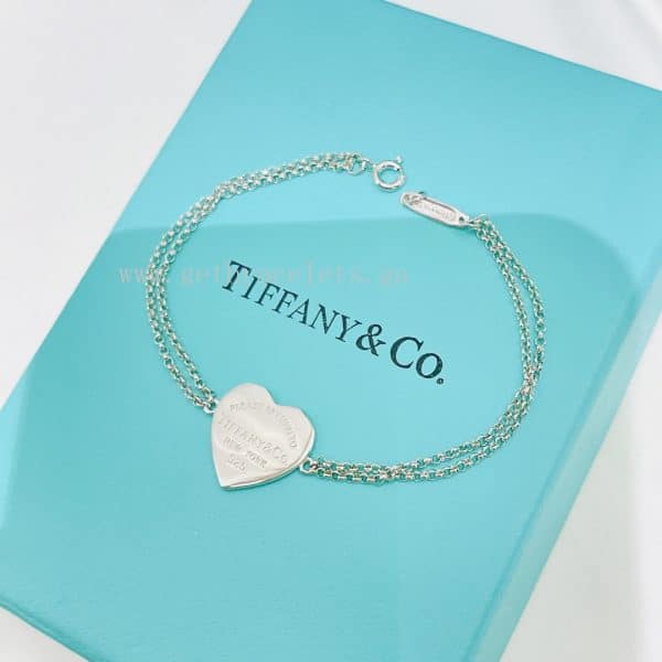 Return to Tiffany Heart Tag Double Chain Bracelet in Silver