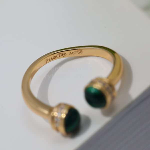 Piaget Possession Open Ring With Diamonds and Malachite Cabochons Rose Gold