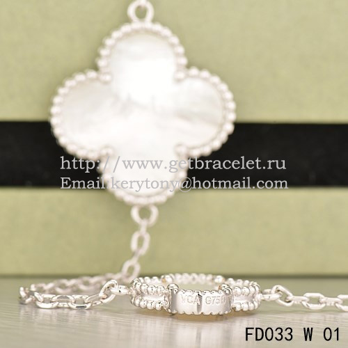 Van Cleef & Arpels Lucky Alhambra Long Necklace White Gold 12 Motifs Stone Combination