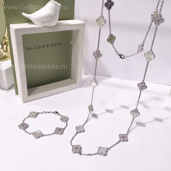 Replica Van Cleef Arpels Vintage Alhambra With Diamonds Mother-of-pearl Set (3pcs)