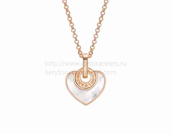 Cuore Pendant with Chain in Rose Gold with Mother of Pearl