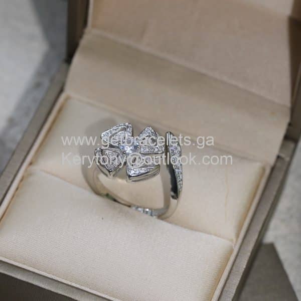 Fiorever White Gold Ring With 1 Big Diamond and Pave Diamonds 1:1 Replica