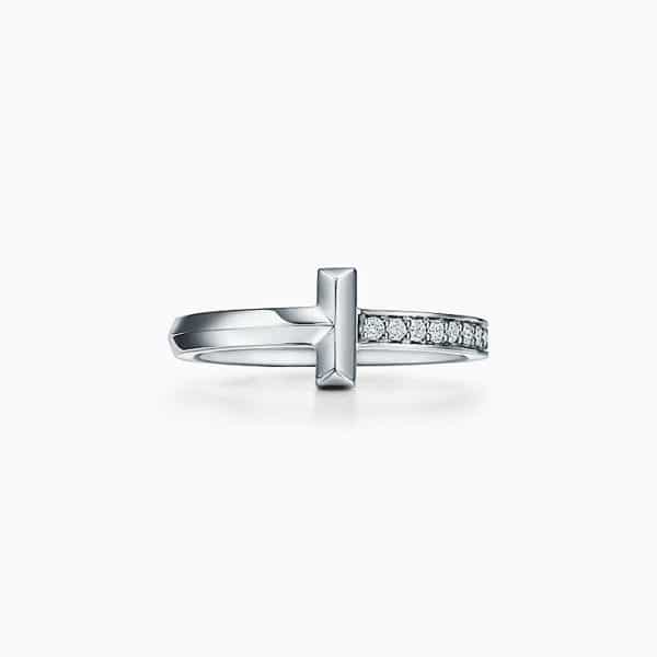 2021 Tiffany Single Side Diamonds High End Tiffany T Rose Gold T1 Ring Celebrity Style