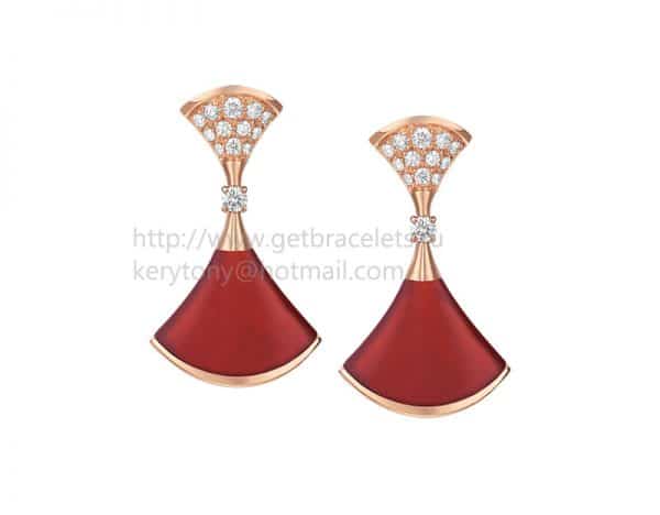 DIVAS’ Dream Earrings Rose Gold with Carnelian and Diamonds